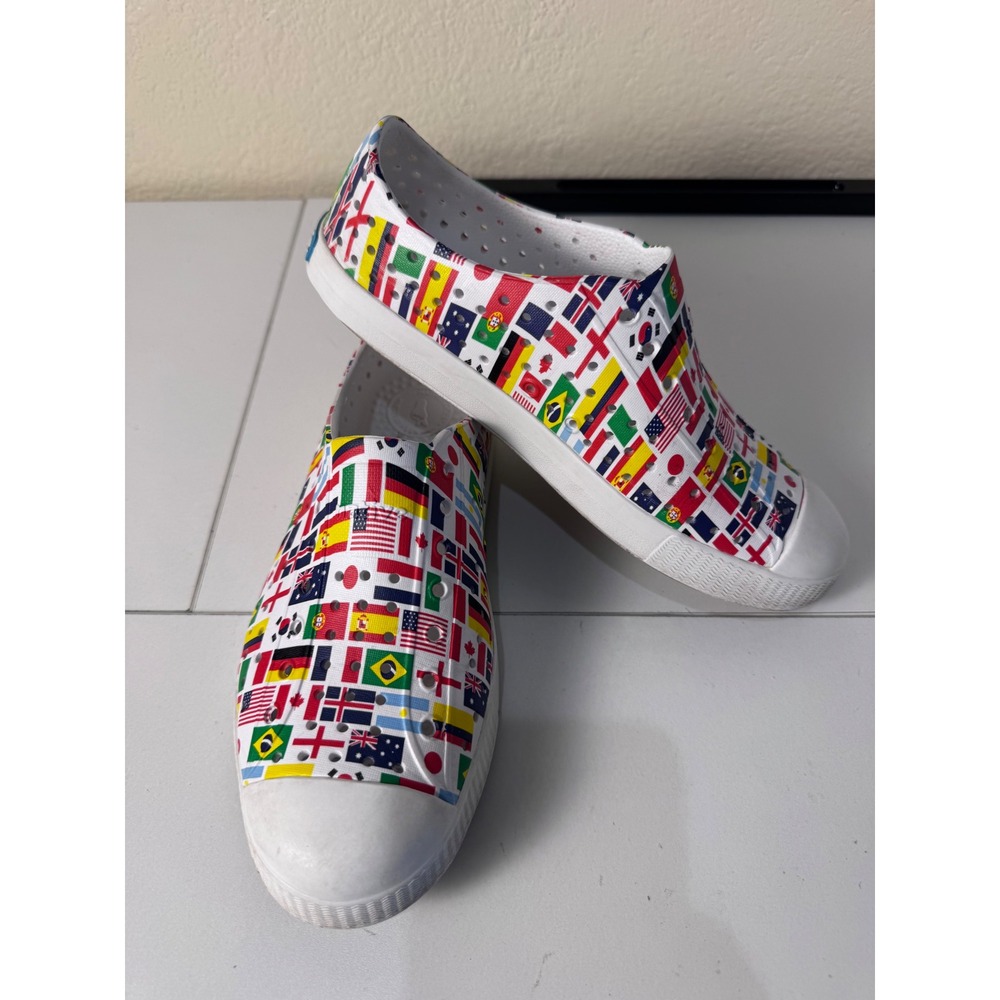 Native Jefferson Flags Slip‎ On Sneakers Kids J4 Multi Color Lightweight EVA